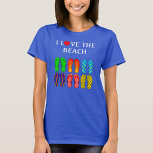 I Love the Beach, T-shirt tongs coloré