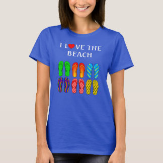 I Love the Beach, T-shirt tongs coloré