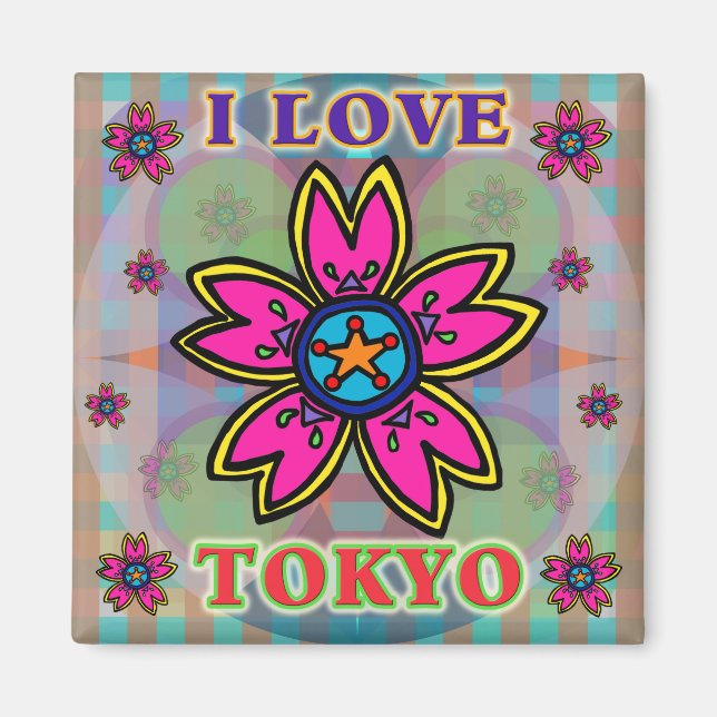 "I LOVE TOKYO" Magnet de fleurs (Devant)