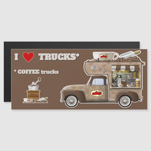 I Love Trucks (Camions CAFÉ) aimant (Devant / Derrière)