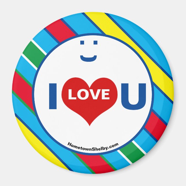 I LOVE U Multi-color Refrigerator Magnet (Devant)