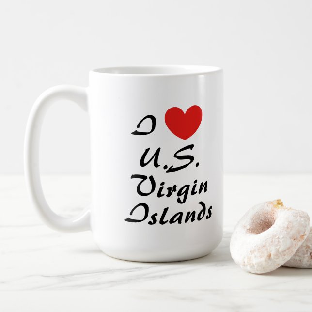 I Love U.S. Virgin Islands Typographie Coffee Mug (Avec donut)