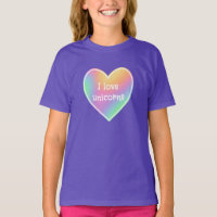 I Love Unicorns Rainbow Heart Girls' T-Shirt