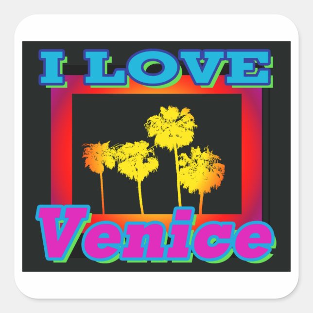 I LOVE Venice Palm Trees in the Box Stickers (Devant)