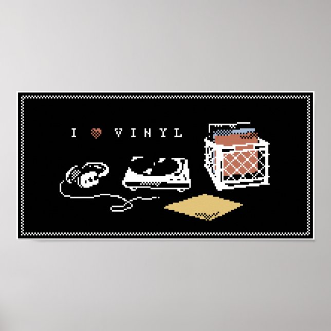 I Love Vinyl Pixel Art Poster (Devant)