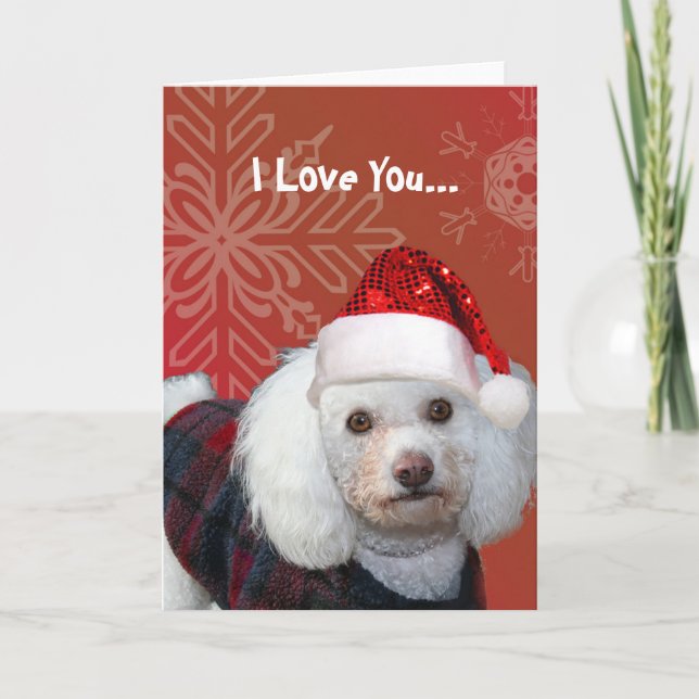 I Love You Christmas poodle carte de voeux (Devant)