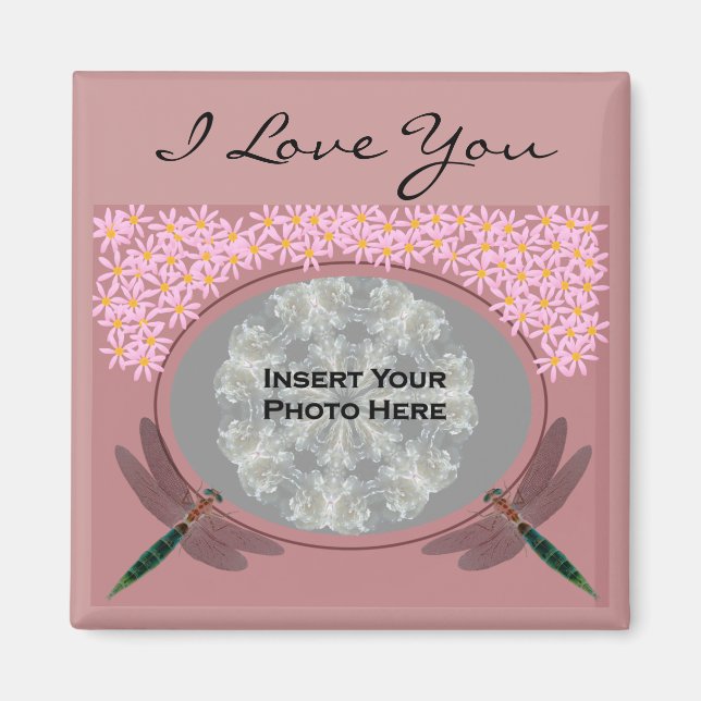 I Love You Dragonfly Customizable Photo Magnet (Devant)