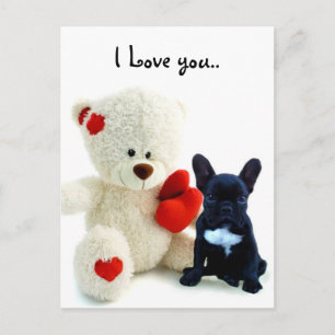 I Love You French Bulldog carte postale