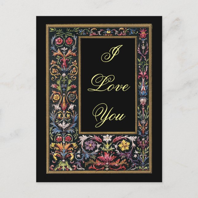 I Love You Gothic Carte Postale Personnalisable (Devant)