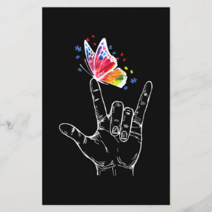 I Love You Hand Sign Language Butterfly Autism