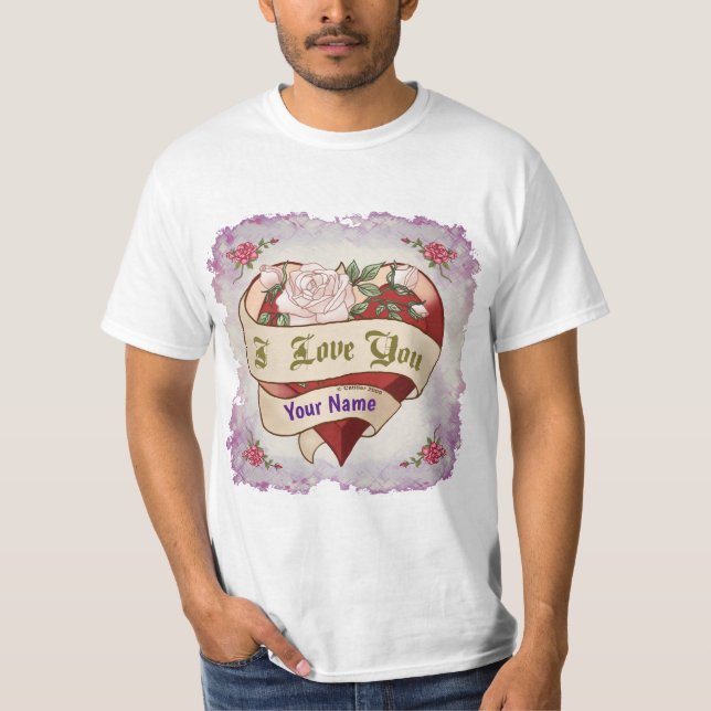 I Love You Heart Valentine Heart T-shirts personna (Devant)