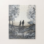I love you Jigsaw puzzles<br><div class="desc">I love you jigsaw puzzles. Love couple illustration. I love you so much,  wedding anniversary,  wedding gift,  christmas gift,  winter scene watercolour painting.</div>