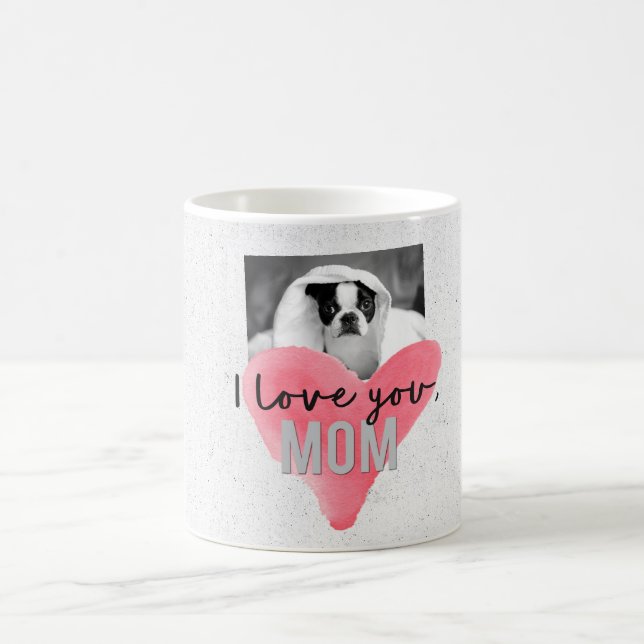 I Love You Mom Custom Photo Heart Mug (Centre)