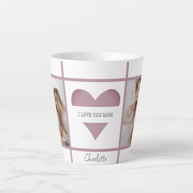 'I Love You Mom' Photos personnalisées Latte Mug (Devant)
