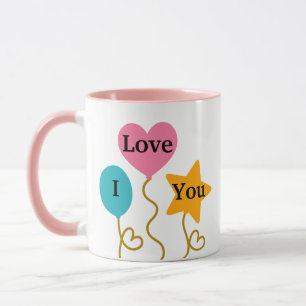 I Love You Mug - Romantic Balloons Cute Coffee Cup