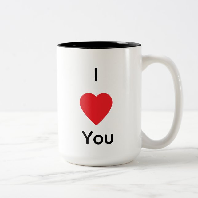 I Love You Mug – Simple Romantic Heart Design (Droit)