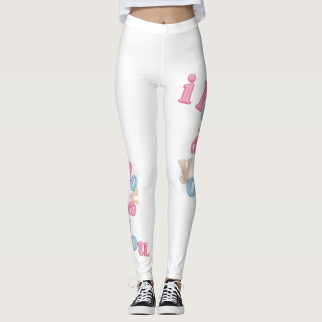 "i love you" Patch Art Leggings | Aesthetic Print (Devant)