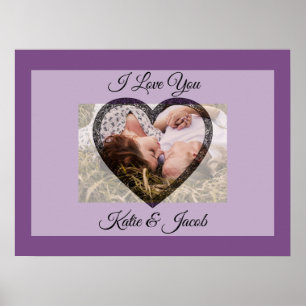 I Love You personnalisé Photo Purple Poster