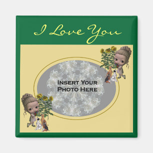 I Love You Puppies Customizable Photo Magnet