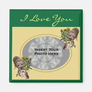 I Love You Puppies Customizable Photo Magnet
