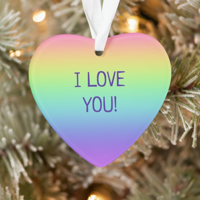I Love You Rainbow Heart Ornament de Noël (Arbre)