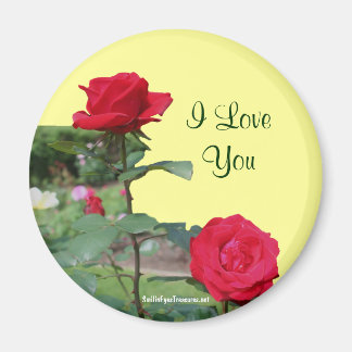 I Love You Red Roses Flower Photo Magnet