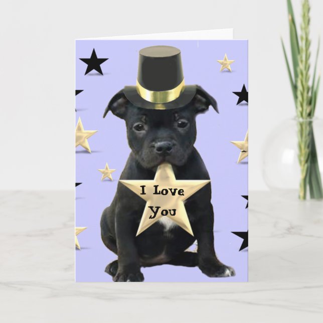 I Love You Staffordshire Bull Terrier carte (Devant)
