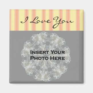 I Love You Stripes Personnalisable Photo Magnet