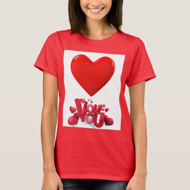 I Love You - T-shirt femme romantique au coeur rou (Devant)