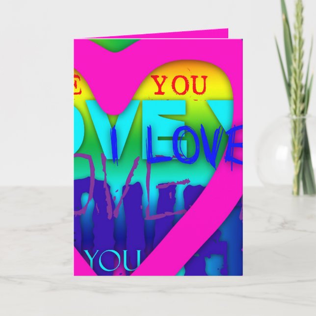 I Loy You Electric Colours Pop Art V Carte de voeu (Devant)