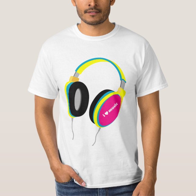 I musique de coeur - T-shirt d'écouteurs (Devant)