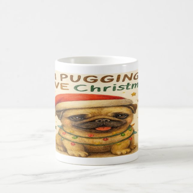 “I Plugging Love Christmas” Cute Christmas Pug Mug (Centre)