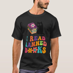 I Read Banned Books Tshirt Black Cat Reader Bookwo