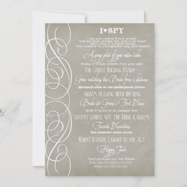 I Spy Heart Typographie Photo Réception Cartes de  (Devant)