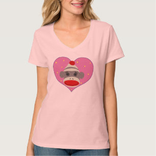 I T-shirt de singe de chaussette de coeur