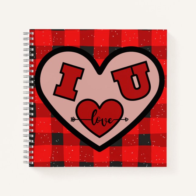 I ♥ U I Love You Buffalo Plaid Spiral Carnet (Devant)
