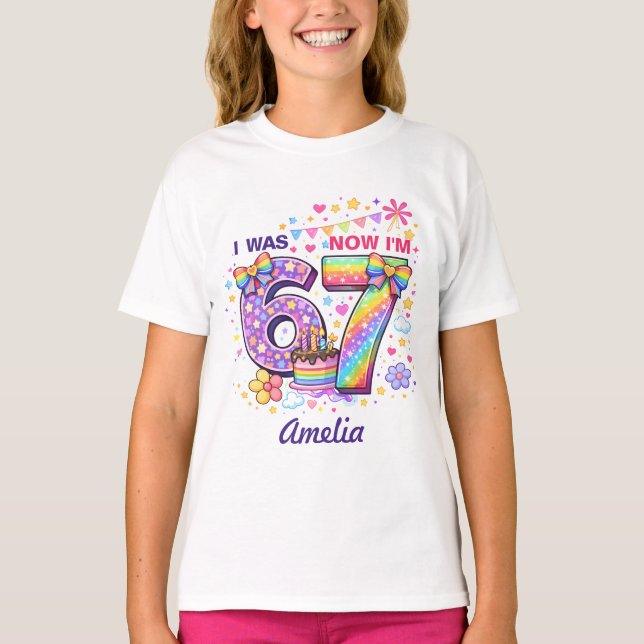 I Was 6 Now I'm 7 Girls Birthday T-Shirt (Devant)