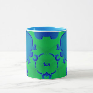 IAN ~ Zany 3D Fractal ~ Mug bleu et vert