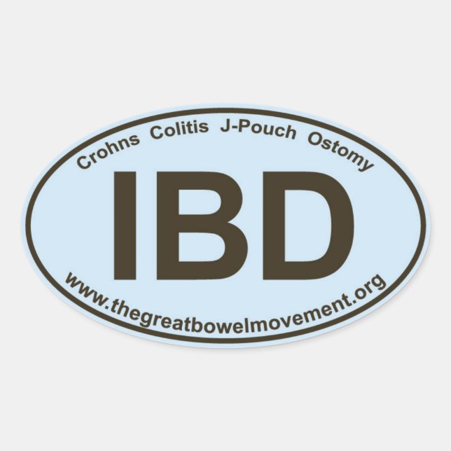 IBD - Crohns Colitis - Autocollant ovale - Bleu/Br (Devant)