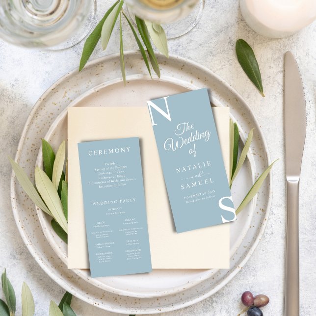 Ice Bleu Minimaliste Gras Initiales Mariage Progra (Créateur téléchargé)