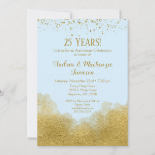 Ice Blue Gold Confetti Anniversaire Invitation