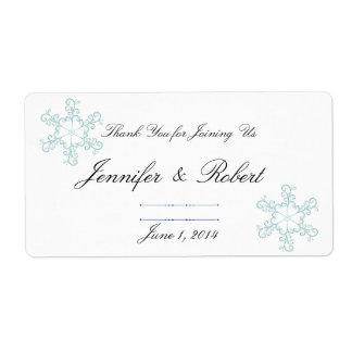 Ice Blue Heart Snowflake Mariage Étiquette d'eau