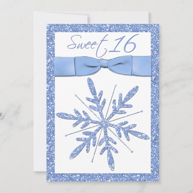 Ice Blue Snowflake Sweet 16 Invitation (Devant)