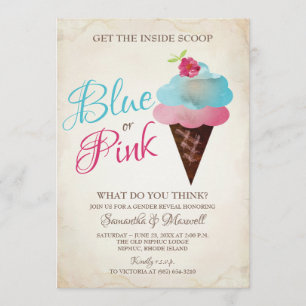 Ice Cream Genre Révéler Invitation BLUE OU ROSE