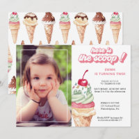 Ice Cream Girl Anniversaire Photo Invitation