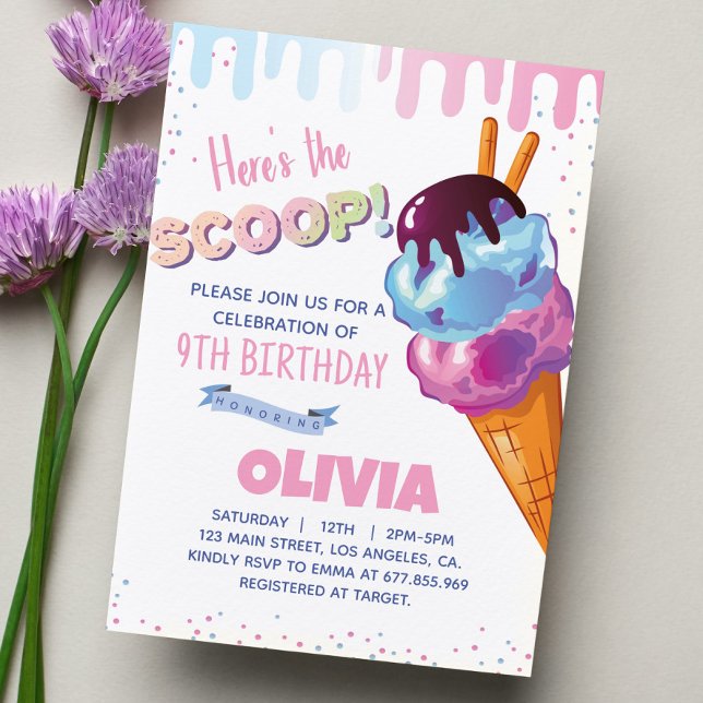 Ice Cream Girl Birthday Party Invitation (Créateur téléchargé)