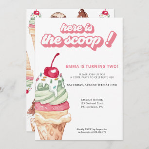 Ice Cream Girl Birthday Scoop Invitation