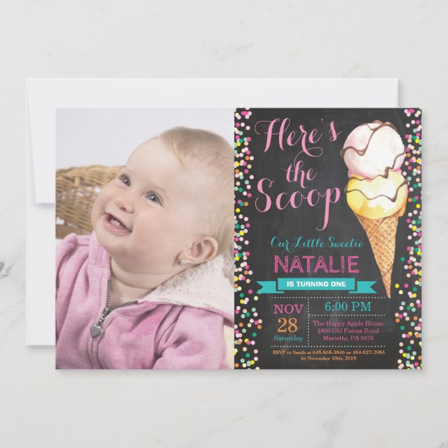 Ice Cream Invitation Anniversaire Tableau de bord  (Devant)
