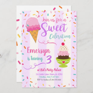 Ice Cream Party Anniversaire Invitation