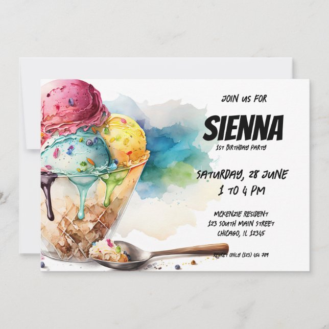 Ice Cream Party Invitation (Devant)
